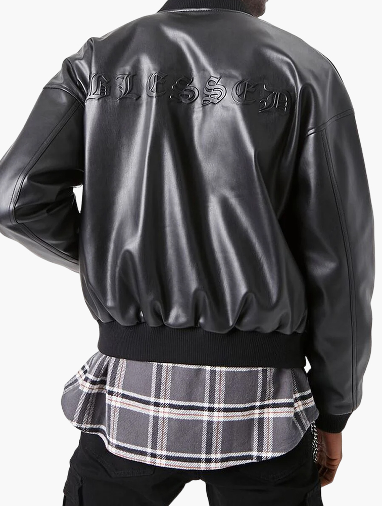 MyRunway | Shop Forever 21 Black Oversized Faux Leather Bomber